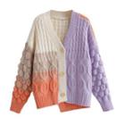 Paneled Cardigan Almond & Purple & Tangerine - S