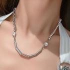 Rhinestone Necklace Necklace - Silver - One Size