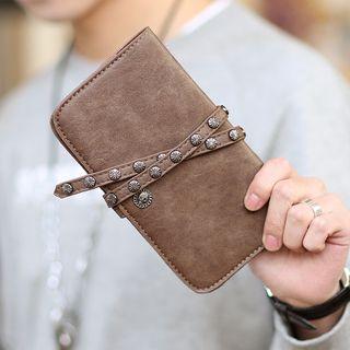 Studded Faux Leather Long Wallet