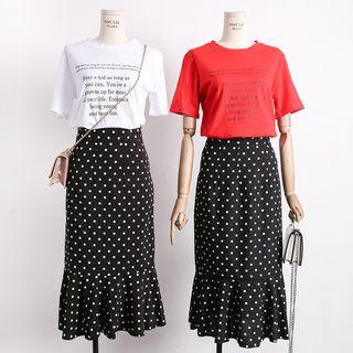 Set: Lettering T-shirt + Dotted Mermaid Skirt