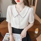 Short Sleeve Embroidered Plain Blouse