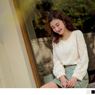 Long Sleeve Fringed Top