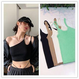 One Shoulder Plain Cropped Camisole Top