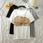 Set: Elbow-sleeve T-shirt + Button-up Camisole Top