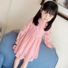 Long-sleeved Plain Lace Sheath Dress