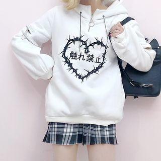 Embroidered Half-zip Hoodie