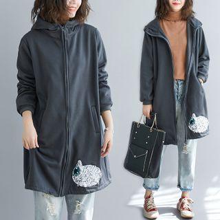Zip-up Long Hoodie Gray - One Size