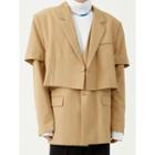 Long-sleeve Plain Mock Two-piece Blazer