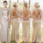 Short-sleeve Open-back A-line Evening Gown