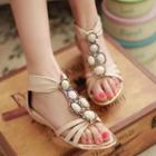 Jeweled Wedge Sandals
