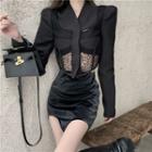 Lace Panel Blazer / Asymmetric Mini Skirt