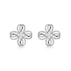 925 Sterling Silver Fashion Simple Twisted Geometric Stud Earrings Silver - One Size