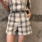 Set: Short-sleeve Double Breasted Blazer + Dress Shorts