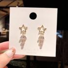 Rhinestone Star Drop Earring E1670 - 1 Pair - Gold - One Size