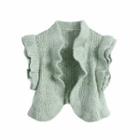 Ruffled Open-front Knit Vest