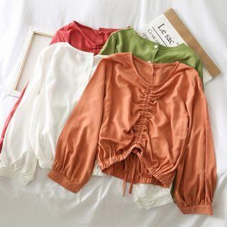 Reversible Drawstring Crop Blouse