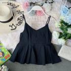 Ruffle-hem V-neck Bow-back Tank Top