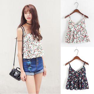 Cropped Strappy Floral Top