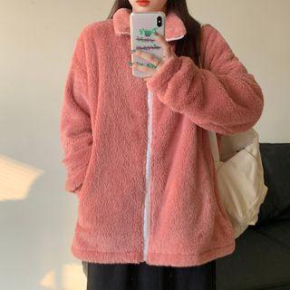 Plain Mock-neck Lambswool Jacket