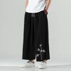 Bamboo Embroidered Wide Leg Pants