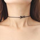 Bow Faux Leather Choker Black Bow - One Size