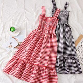 Checked Smocked Tank Dress
