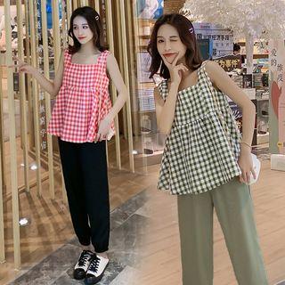 Set: Plaid Sleeveless Top + Pants
