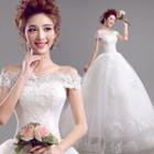 Short-sleeve Off Shoulder Lace Ball Gown