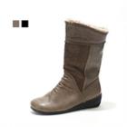 Genuine Leather Fleece-lined Mid Calf Boots