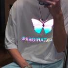 Elbow-sleeve Reflexive Butterfly T-shirt