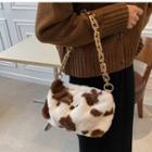 Animal Print Chain Chenille Crossbody Bag