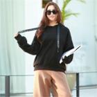 Beaded-strap Loose-fit Hoodie