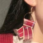 Plaid Drop Earring 0864a - 1 Pair - Normal Hook Earring - Red - One Size