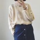 Cable Knit Plain Round Neck Sweater