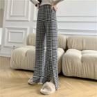 Houndstooth Wide Leg Pants Plaid - Black & White - One Size