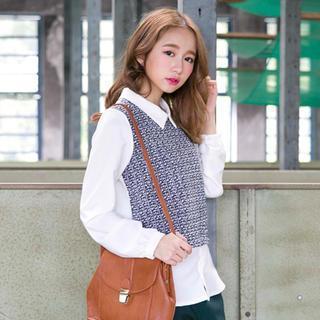 Long-sleeve Paneled Blouse