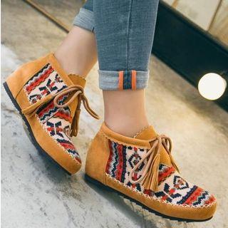 Hidden Wedge Patterned Ankle Boots