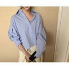 [dearest] Patch-pocket Oversize Shirt (sky Blue) One Size