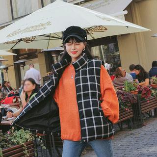 Boxy Padded Check Vest One Size