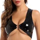 Patent Leather Front-ring Crop Top