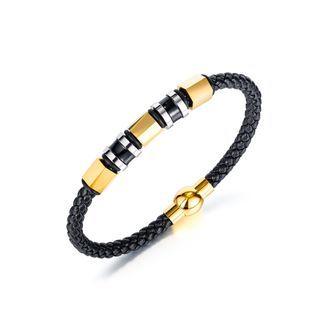 Fashion Personality Golden Geometric 316l Stainless Steel Leather Bangle Golden - One Size