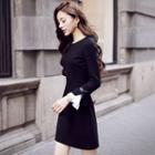 Pleated Cuff Long-sleeve A-line Dress