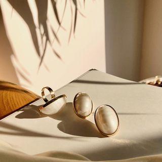Oval Faux Pearl Earring / Ring