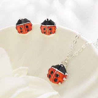 Set: Beatle Necklace + Ear Stud 2235 - 01 - Silver - One Size
