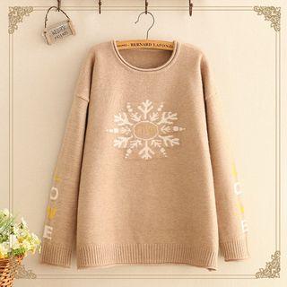 Snow-flake Print Knit Sweater