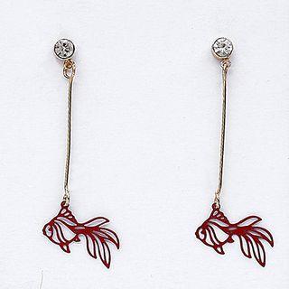 Rhinestone Alloy Goldfish Dangle Earring