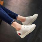 Wedge Embroidery Lace-up Sneakers