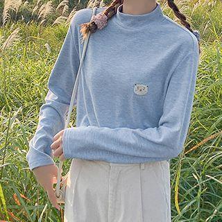 Plain Turtle-neck Long Sleeve Top