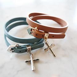 Genuine Leather Cross Bracelet