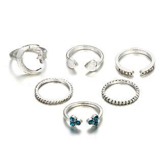 Set Of 6: Ring 6718 - Silver - One Size